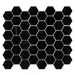 Hexagon Mosaic Nero Marquina Floor Tile