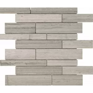 Polished Veincut Strada Mist Random Strip Mosaic Floor Tile
