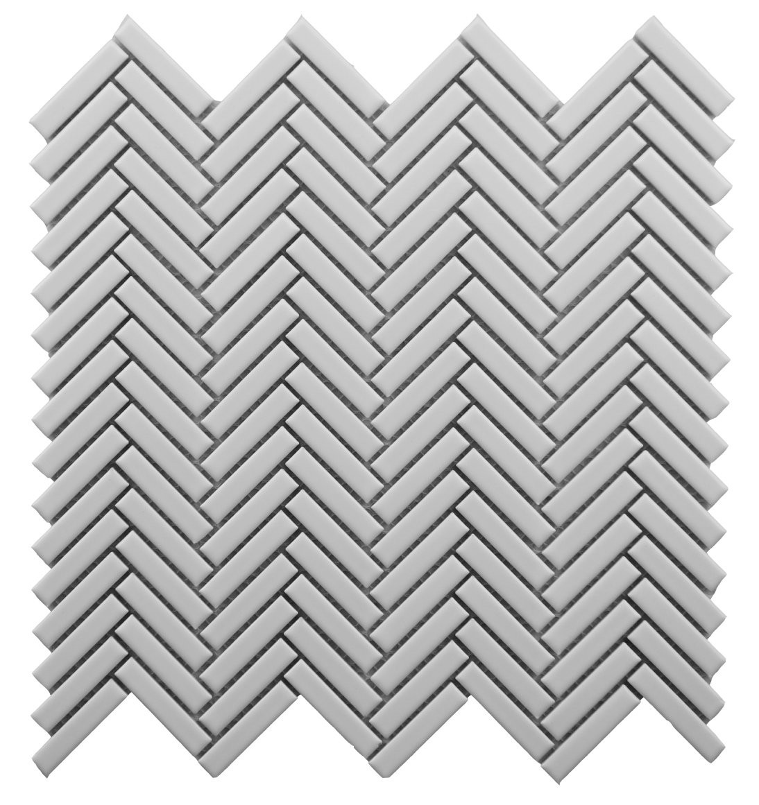 White Bright Herringbone Mosaic porcelain tile CC Mosaics Plus