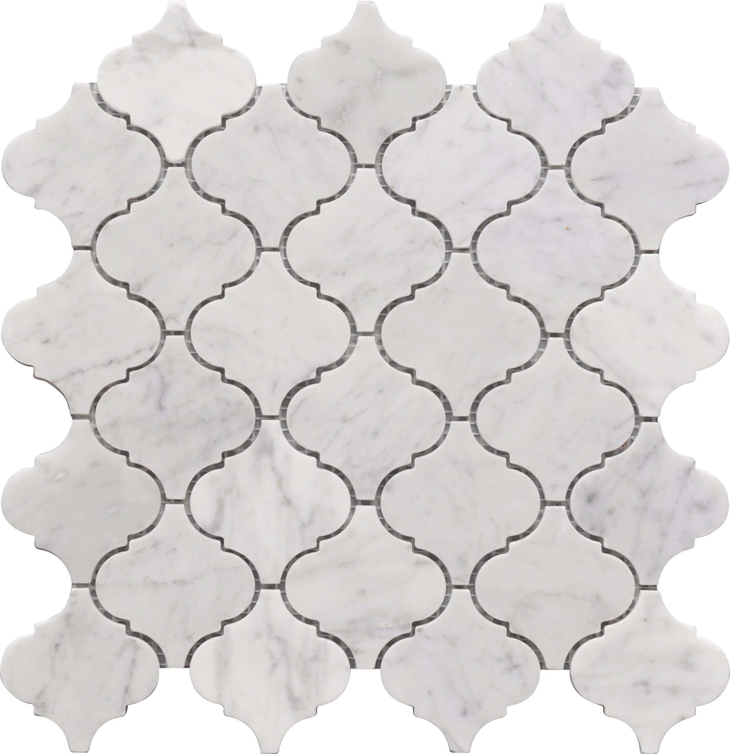 Carrara Marble Mosaic Lantern stone Rockart collection by Roca Tile
