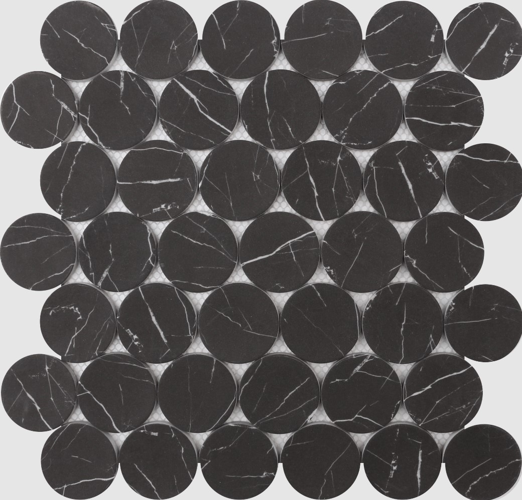 Nero Marquina Dots Mosaic stone Rockart collection by Roca Tile in