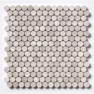 Silver Shadow Honed Penny Round Marble Mosaic Floor Tile