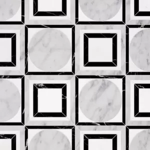 Cicero White Carrara, Black, Thassos White Floor Tile