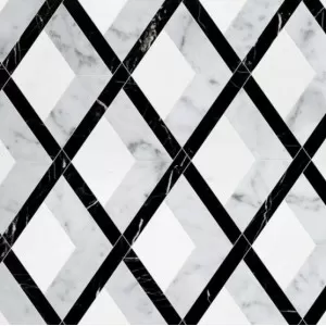 Hippodrome White Carrara, Black, Thassos White Floor Tile