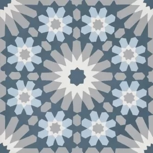 Decor Classique Rosace Bleu/Gris/Blanc Casse Floor Tile