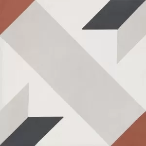 Decor Classique Blanc/Gris Clair/Ant/Rouge Floor Tile