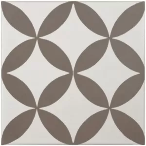Carreau Ceramique Decor Moderne Blanc Casse/Taupe Floor Tile