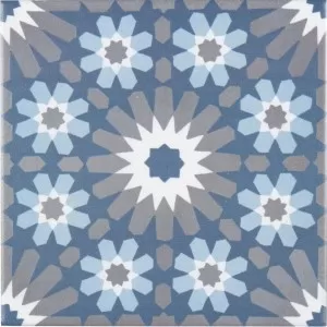 Ceramique Decor Classique Rosace Bleu/Gris/Blanc Floor Tile