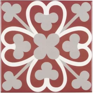 Decor Classique petale Blanc/Gris Clair/Bordeau Floor Tile