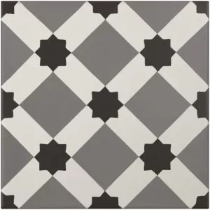 Decor Classique Blanc/Gris Fonce/Anthracite Floor Tile