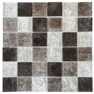 Verre Mix 4.8x4.8 Noir Gris Argent Floor Tile