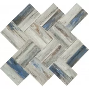 Verre Recycle Chevrons Beige/Bleu Floor Tile