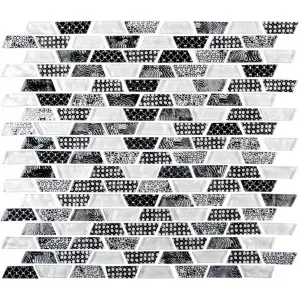 Barrettes Verre Blanc/Noir Floor Tile