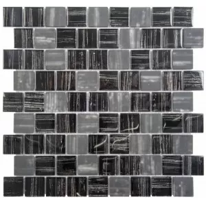 Verre Noir Ligne Argent Floor Tile