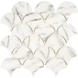 Mosaique Ecaille Verre Recycle Blanc Floor Tile