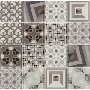 Mosaique Verre Motif Carreau Ciment Beige Floor Tile
