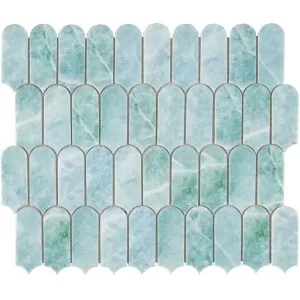 Ecaille Longues Verre Recyclé Turquoise Marbré Wall Tile