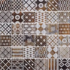 Mosaique Verre Motif Carreau Ciment Rouille Floor Tile