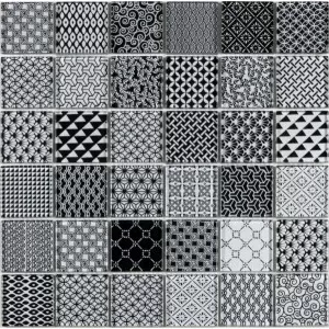 Mosaique Verre Motif Carreau Ciment Gris Floor Tile