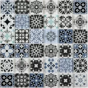 Verre Motif Carreau Ciment Multicolore Floor Tile