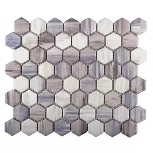 Mosaique Hex Verre Recycle Peint Gris/Bleu Floor Tile