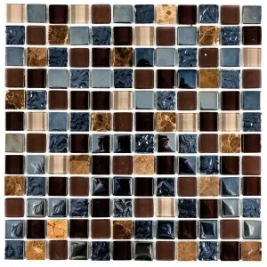 Mosaique Mix Verre+Marbre Marron Floor Tile