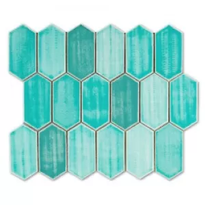 Mosaique Hex Longs Ceramique Turquoise Floor Tile