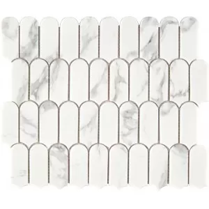 Ecaille Longue Verre Recyclé Blanc Marbré Floor Tile
