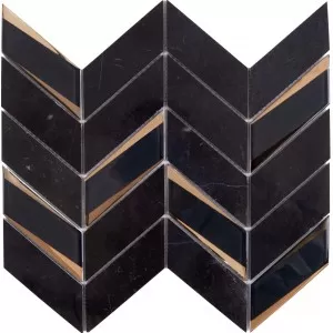 Mosaique Mix Marbre Verre Fleche Noir Et Or Floor Tile