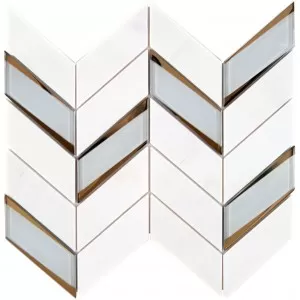 Mosaique Mix Marbre Verre Fleche Blanc Et Or Floor Tile