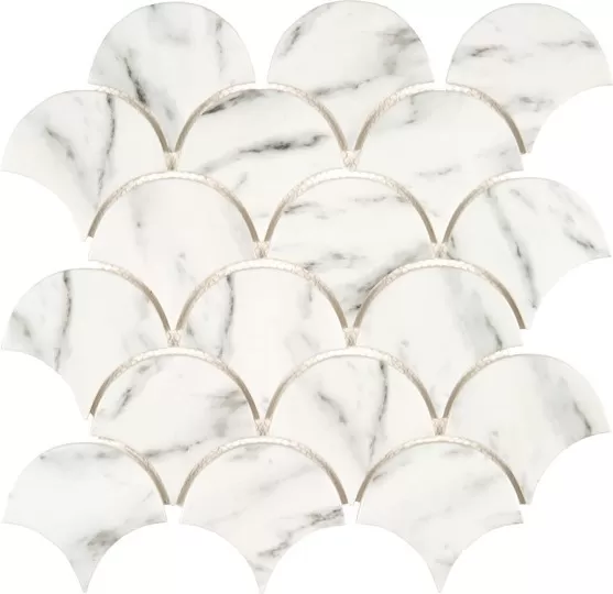 Mosaique Ecaille Verre Recycle Blanc tile