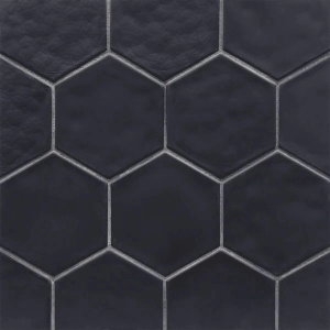 Flux Hex Midnight Black Silk Wall Tile