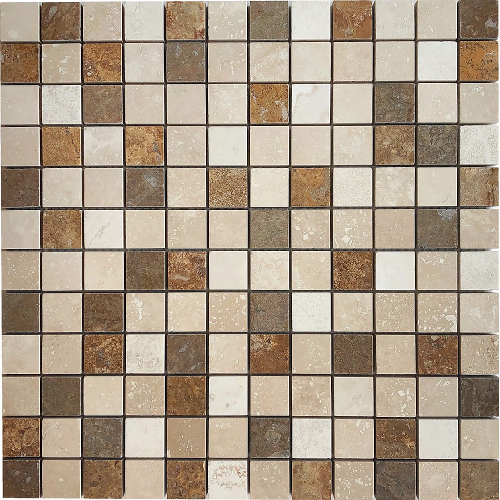 Classic Light VC & Kona Brown VC & Noce VC 1''x1'' Honed Mosaic ...