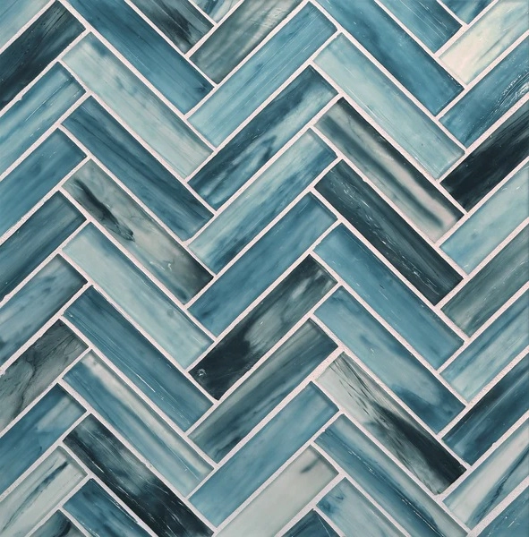 Tozen Herringbone Iodine Silk tile