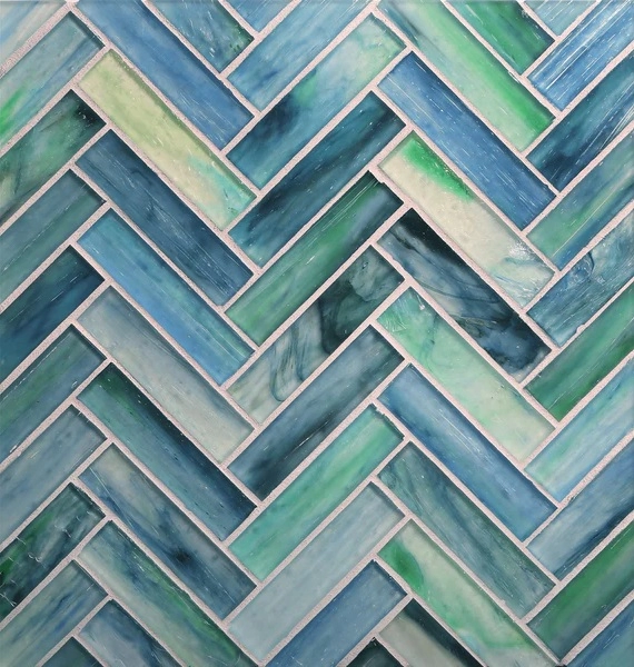 Tozen Herringbone Erbium Silk tile