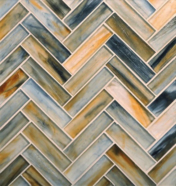 Tozen Herringbone Xenon Silk tile