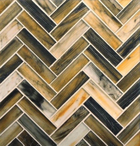 Tozen Herringbone Tin Silk tile