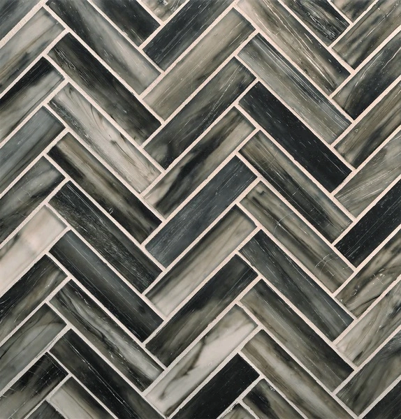 Tozen Herringbone Nickel Silk tile