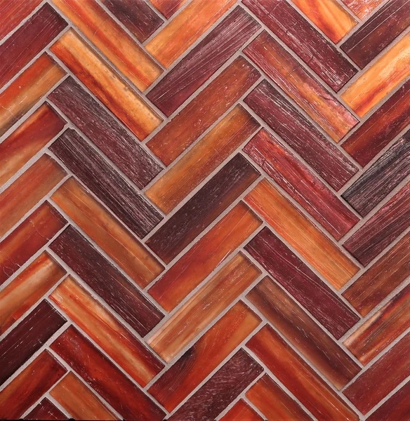 Tozen Herringbone Marrakech Red Silk tile