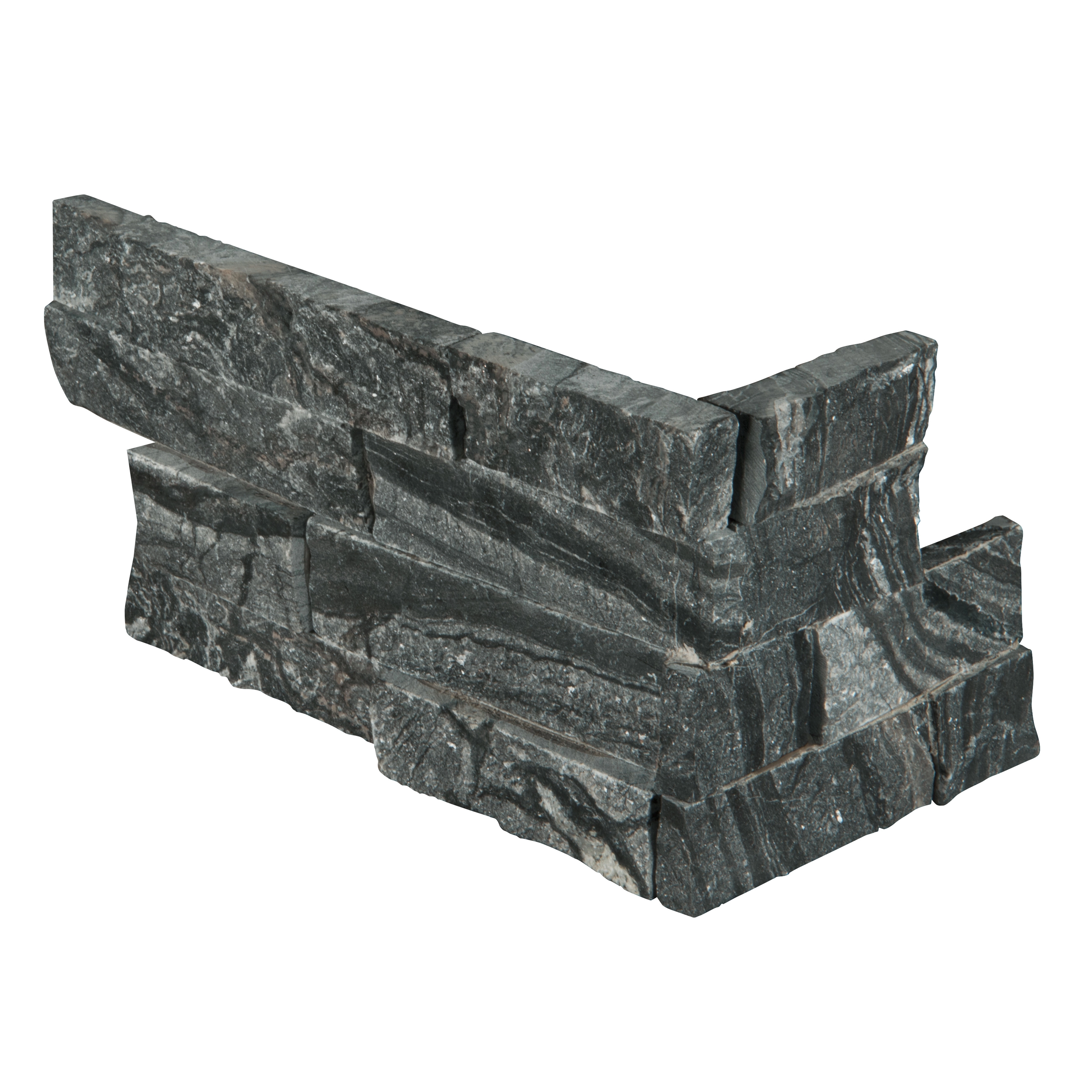 Stone Panels Splitface Glacial Black Corner "L" Panel