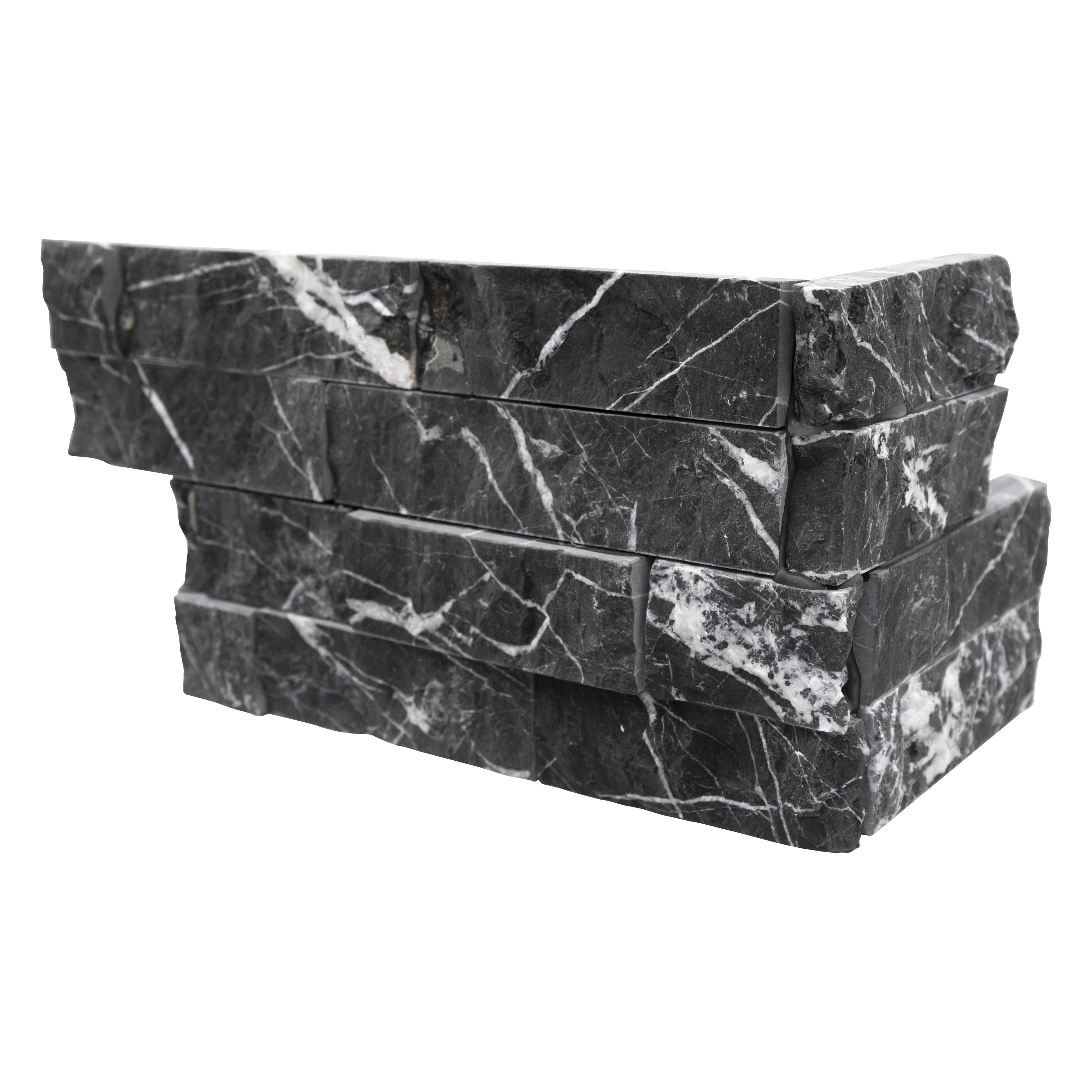 Stone Panels Splitface Marquina Nero "L" Corner