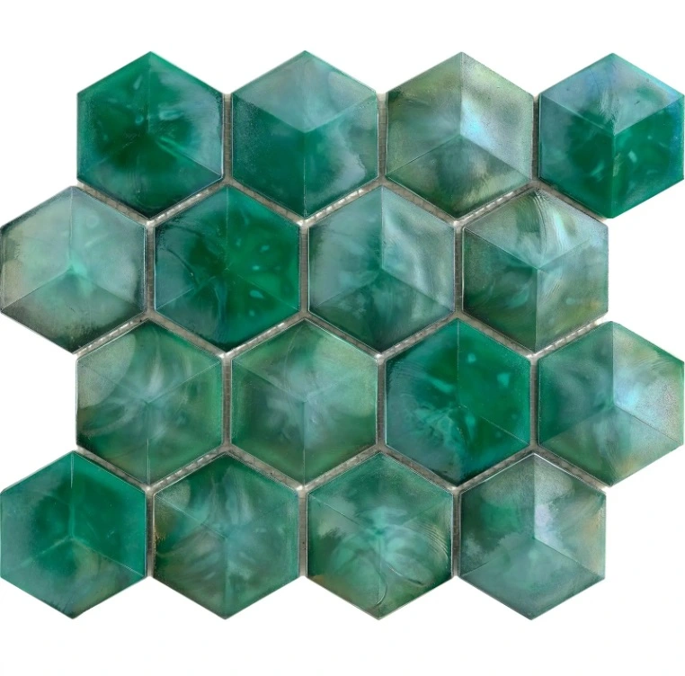 Alma Green Hexagon Glossy Mosaic