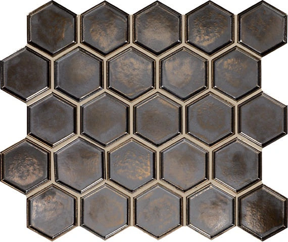 Antiqued Brass Framed Hexagon