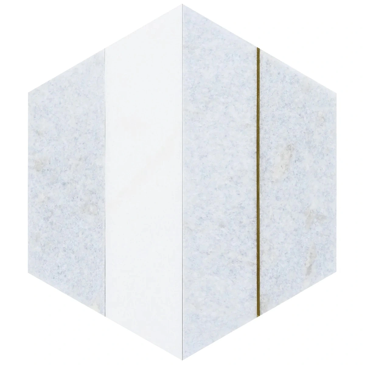 Audrey Blue and Gold 9" Hexagon Polished Blue Celeste Marble