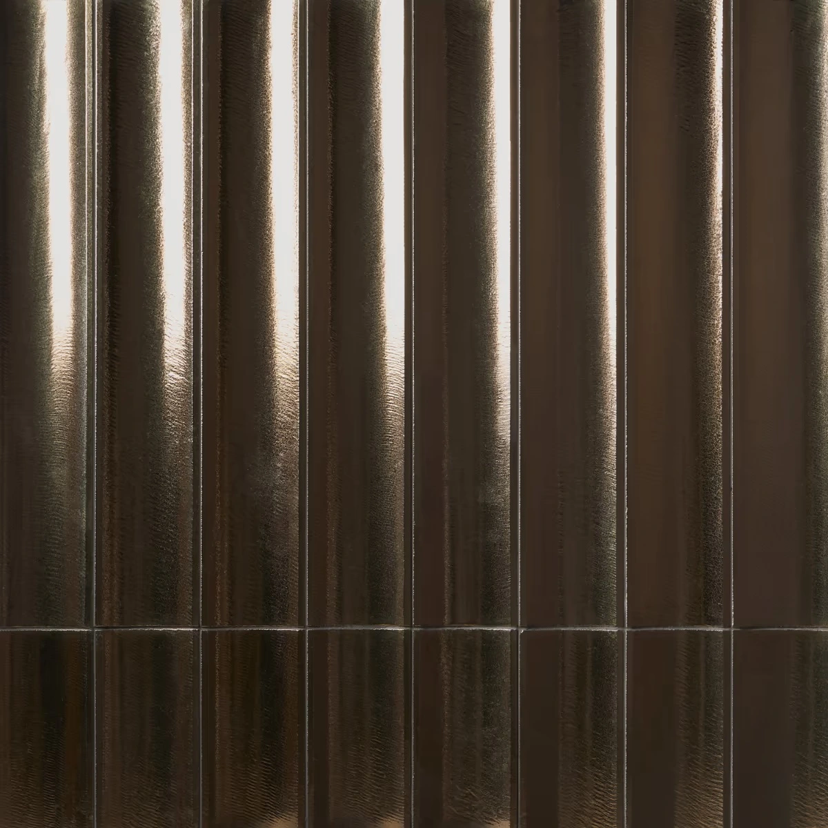 Bahari Fluted Metallic Copper 6x36 3D Glossy Lava Stone Tile