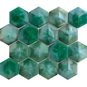 Alma Green Hexagon Glossy Mosaic