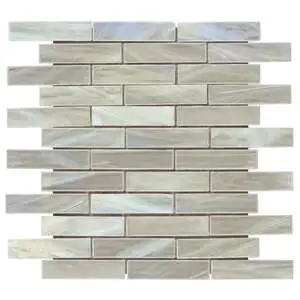 Amberly Iridescent Pearl White 1x4 Polished Glass Mosaic Tile