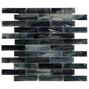 Amberly Iridescent Night Black 1x4 Polished Glass Mosaic Tile