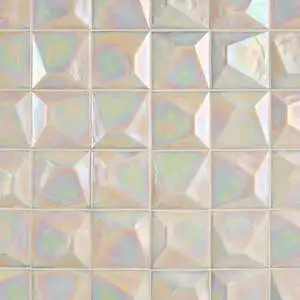 Brigita White Iridescent 6x6 3D Glossy Glass Tile