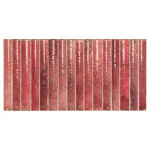 Bryn Fluted Red 6x12 3D Glossy Ceramic Tile